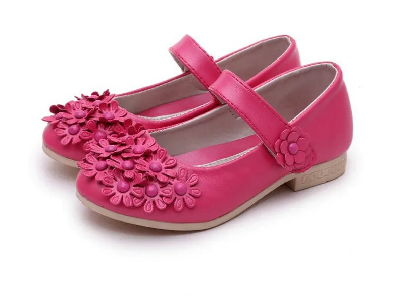 В наличии 2018 Новые летний ребенок принцесса сандалии для девочек туфли с цветочным принтом PU Кожаная Обувь Детский праздничный костюм
