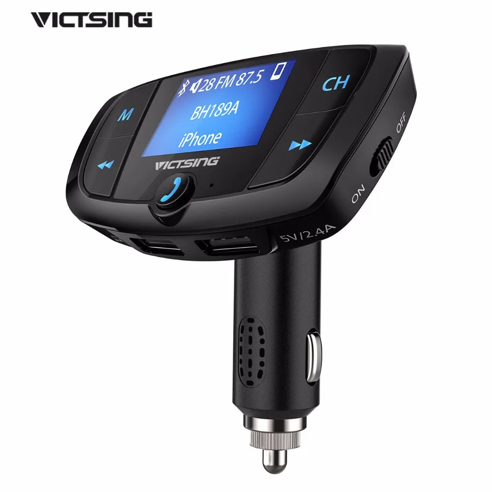 

VicTsing Wireless Handsfree Car Kit Bluetooth Transmitter Large Display Screen Foldable Adapter With Mic/U Disk&TF Card Slot