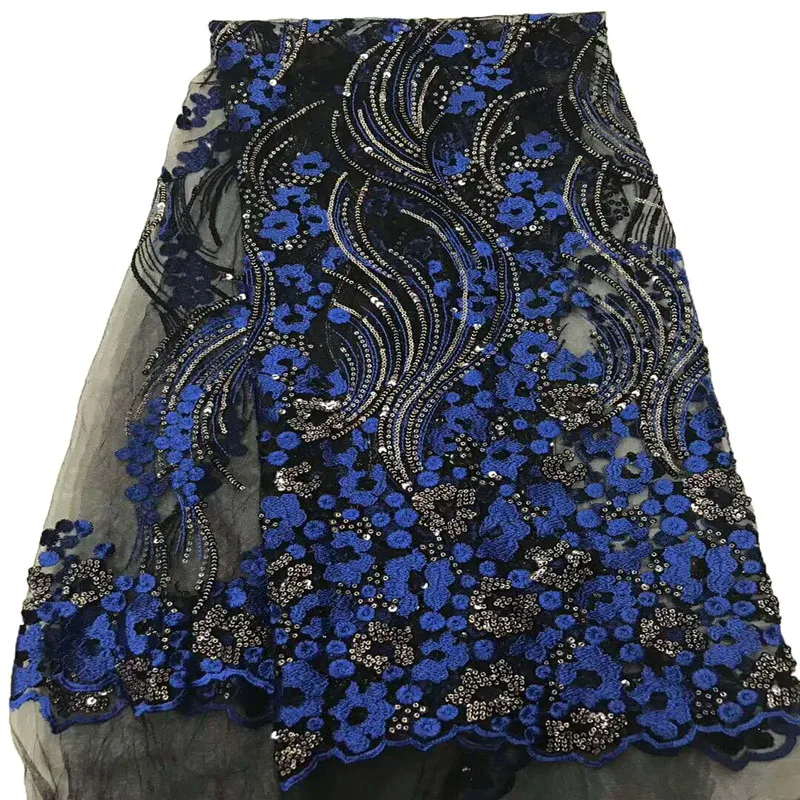 

Selected quality Nigerian mesh lace fabric with sequin Special wedding dress sequined Tulle lace fabric HJ804-1