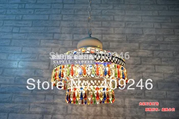 

Bohemia The Mediterranean stytle K9 COLORFUL Crystal Lamp Iron Pendant Chandelier Ceiling droplight Pendant