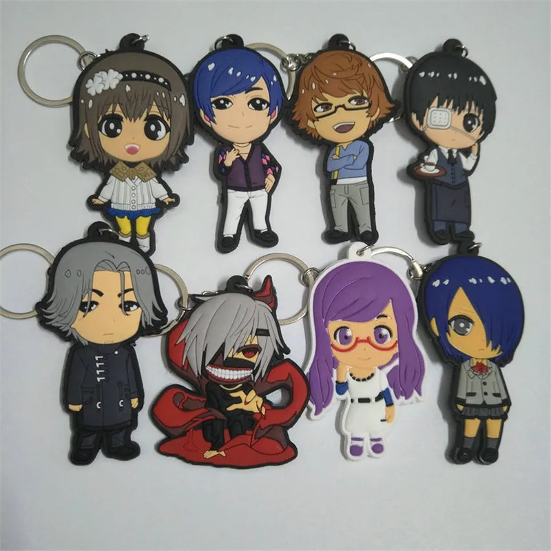 Anime Tokyo Ghoul PVC Keychain Figures Toys Kaneki Ken Touka Kirishima Shuu Tsukiyama Key Bag Pendants Dolls 10pcslot (3)