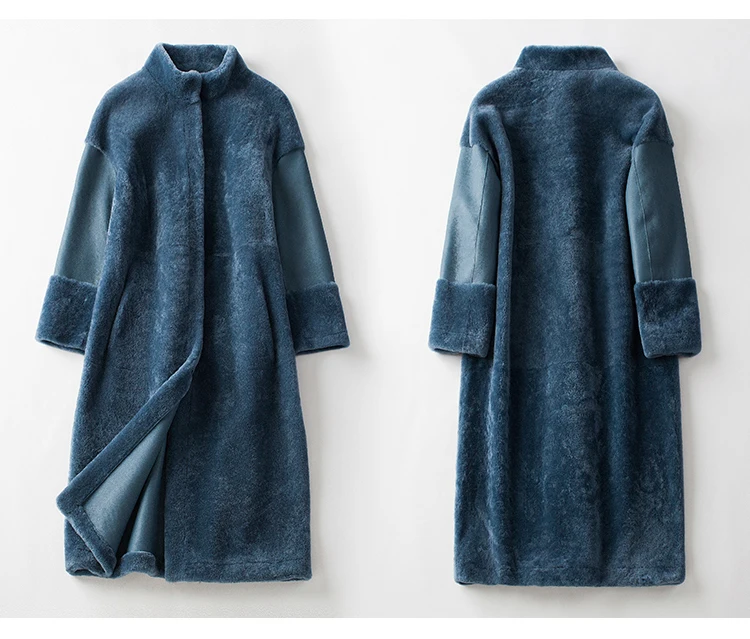 Натуральное меховое пальто для женщин, Зимняя Толстая теплая меховая куртка из натуральной овчины, цельное меховое пальто, длинный дизайн, NPI 80311F
