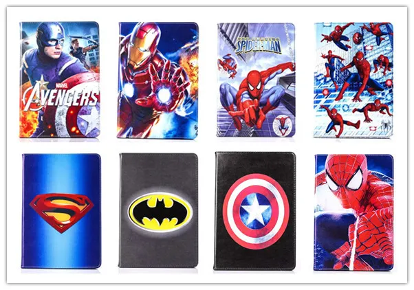 

For Samsung Galaxy Tab A 8.0 T350 T351 Tablet Covers New Cartoon Batman Spiderman Captain America PU Leather Case Cover Stand