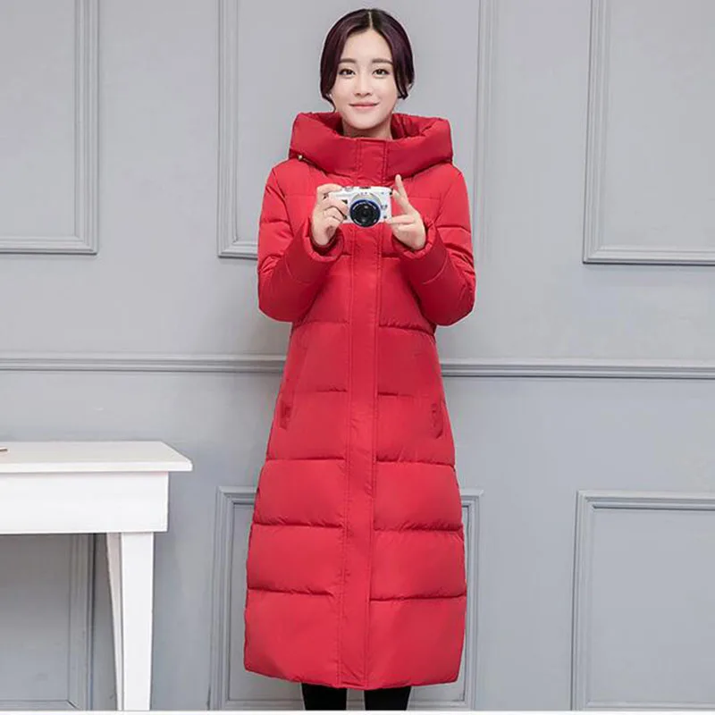 

New 2017 Fashion Long Winter Jacket Women Cotton-Padded Parkas Jacket Slim Hooded Ladies Thick Warm Down Jacket Coat Plus Size