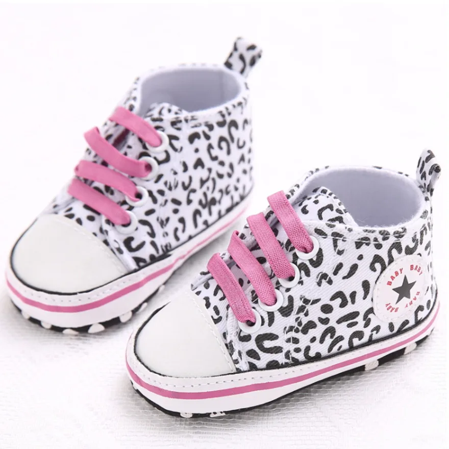 Fashion Leopard Unisex Baby Sneakers First Walkers Toddler Skid Proof