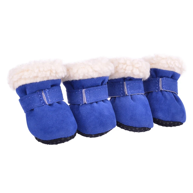 4 шт./компл. Зимняя Теплая Обувь для собак с милой собачкой обувь, обувь для снега, для прогулок Смешанный хлопок щенок кроссовки товары для животных, S-XL