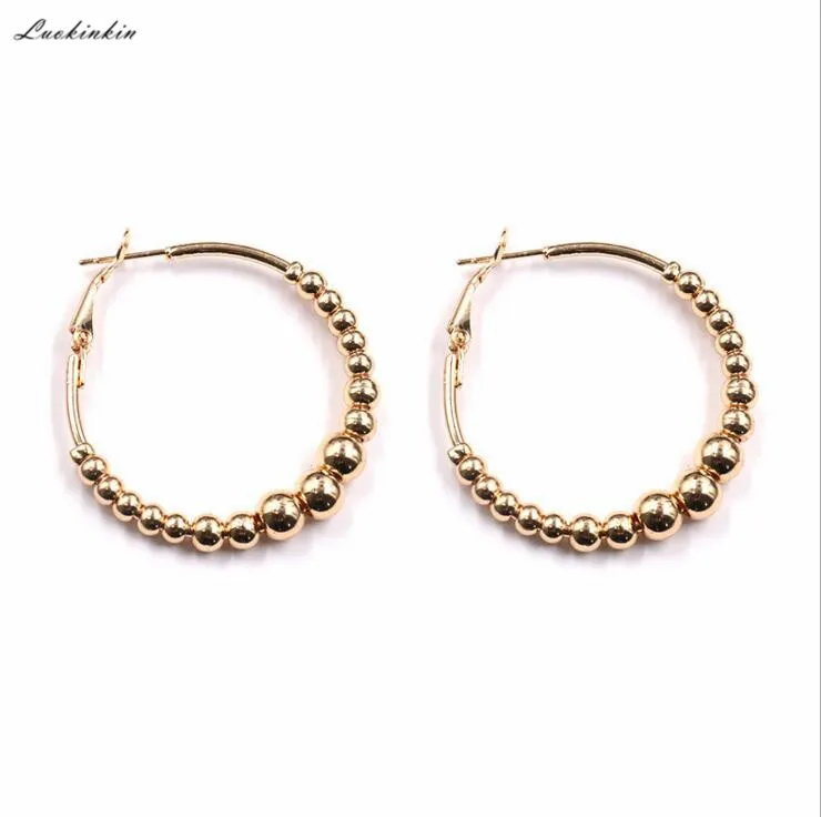 

2019 new big gold alloy balls inlaid circle earrings elegant women earings fashion jewelry gifts for best friend