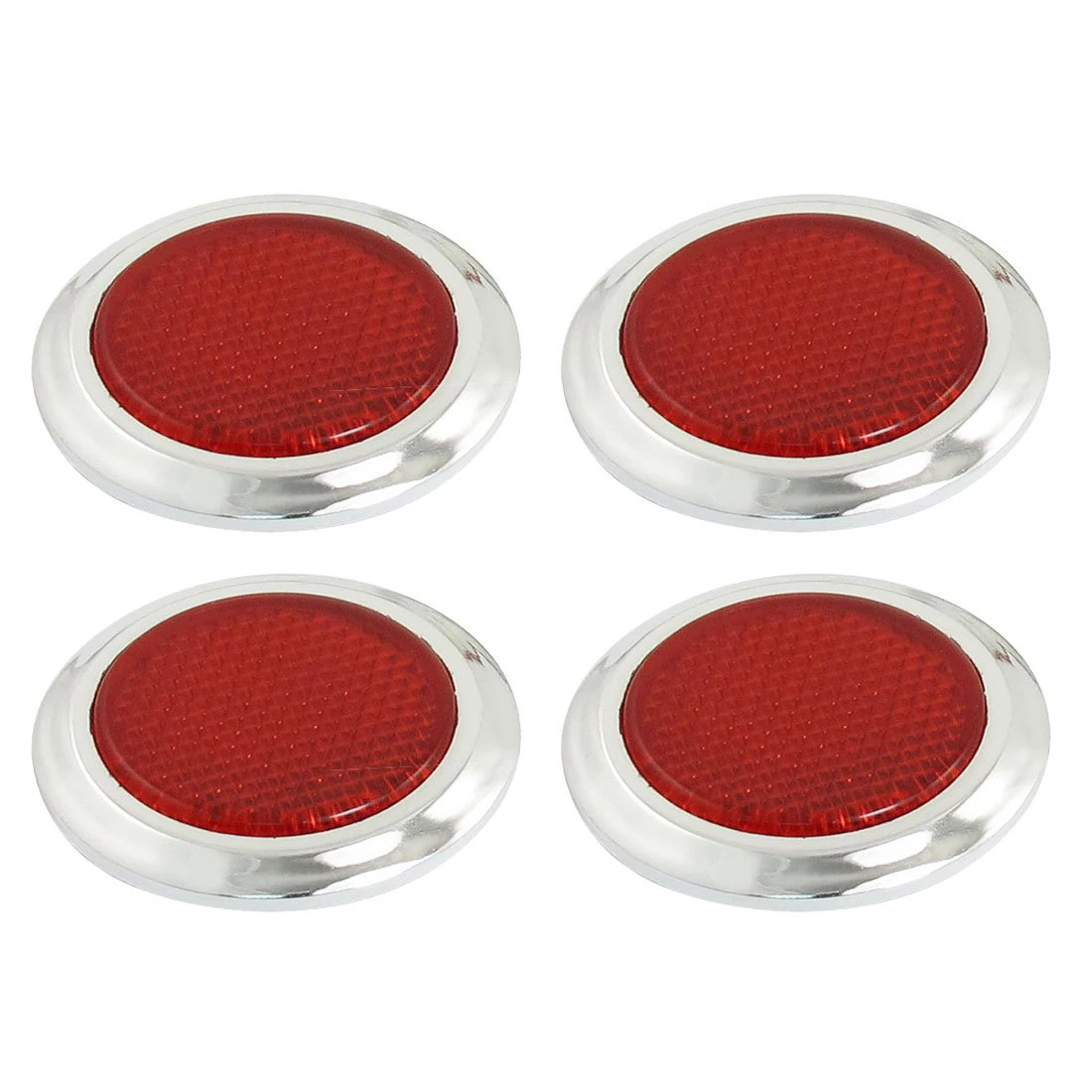 4 Pcs Auto Car Plastic Round Reflective Reflector Sticker Redin Decals