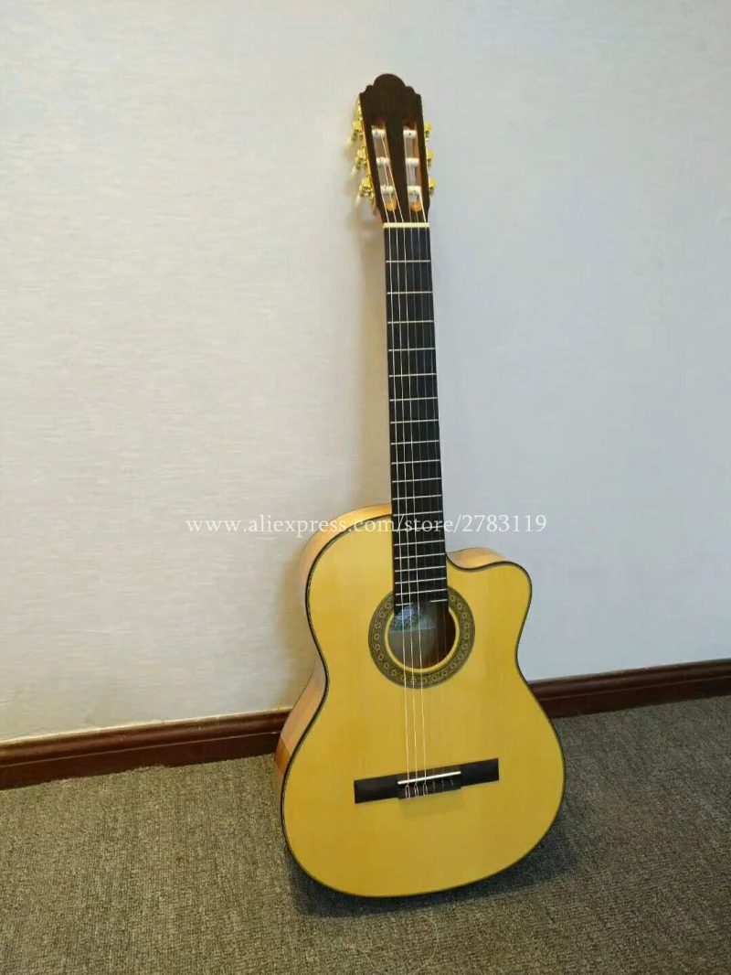 Free shipping 39 inch Handmade Spanish guitar With Solid Spruce /Rosewood Body,Acoustic guitarras+hard case classical guitar