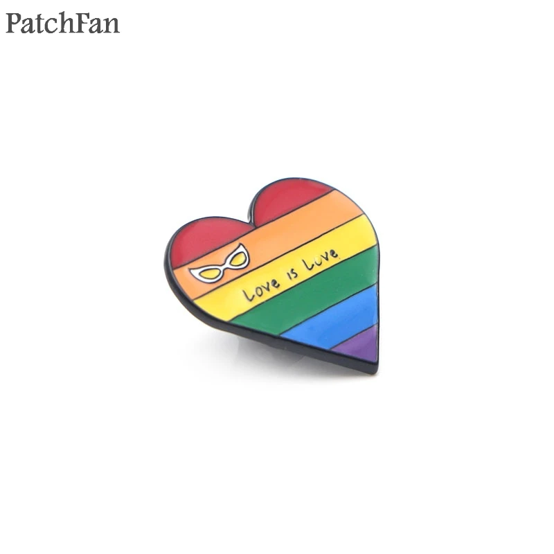 Patchfan love is love Радуга гомосексуальность галстук булавки броши для рюкзака, одежды для мужчин и женщин шляпа Декоративные значки медали A1313