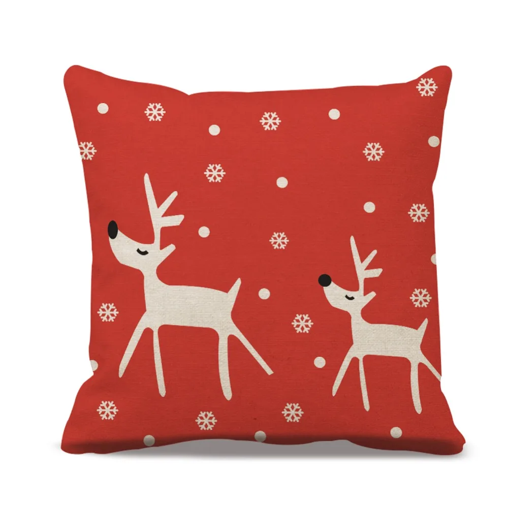 

Stylish Snow and Elk Pattern Throw Pillow Covers Personalized Cushion Cover Christmas Gift Sofa Cushion Cover Favors for Couple