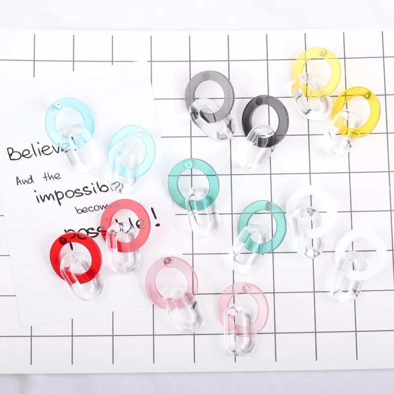 

Fashion Cute 7 Colors Transparent Oval Round Drop Earrings Women Colorfully Acrylic Geometry Circle Earrings Wholesale E18181