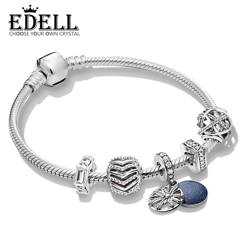 

EDELL 100% 925 Sterling Silver 2019 Brand New Wishes ZT0249 Stylish Wish Charm Fireworks Hanging Charm String Bracelet Gift Set