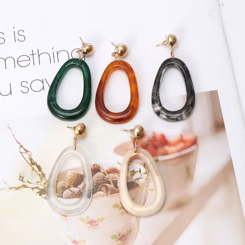 

Acrylic Statement Tortoise Shell Earrings Hoop Resin Dangle Earrings For Women