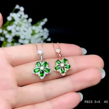Shilovem 925 Стерлинговое Серебро, настоящее естественный диопсид подвеска с черным коженным ремешком завод женские модные свадебные ybjz030401agt