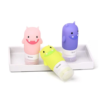 

3pcs 60ml Cute Silicone Refillable Bottles Shampoo Body Milk Shower Gel Containers Travel Empty Leakproof Round Squeeze Bottles