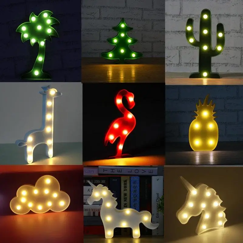 

AKDSteel Decorative Letters Light Star/Cloud/Unicorn/Cactus/Flamingo Shape DIY Warm White LED Night Lamp Christmas Party Decor