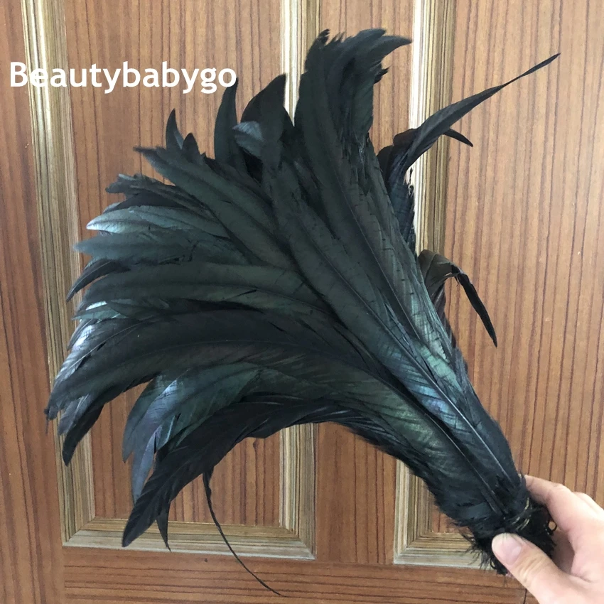 Куриное перо 25-30 см натуральные черные хвостовые перья птиц для украшения карнавальные перья рождественские аксессуары ручной работы
