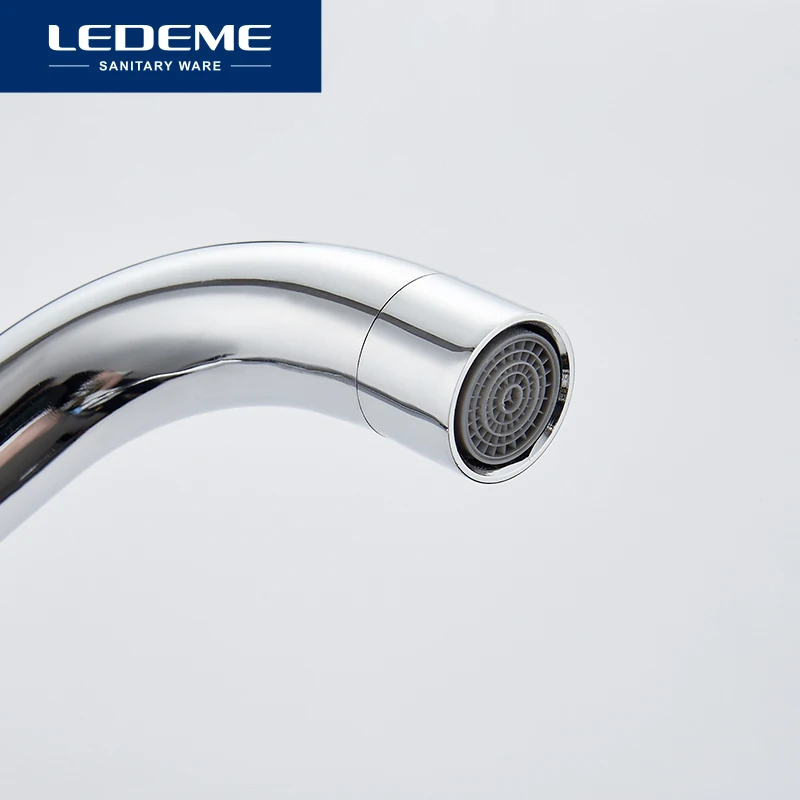 LEDEME Смеситель для кухни высокий с гайкой латунь Цвет: хром 7 цв. ручек L4053