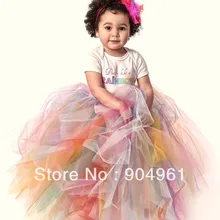 Розничная, юбка-пачка для малышей, красивая, как Радужная, очень полная юбка-пачка длинная юбка для девочек, юбка для дня рождения