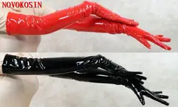 KH48 2018 пикантные Для женщин ПВХ длинные перчатки, чтобы опера черный, красный Искусственная кожа панк уличных танцев модные перчатки