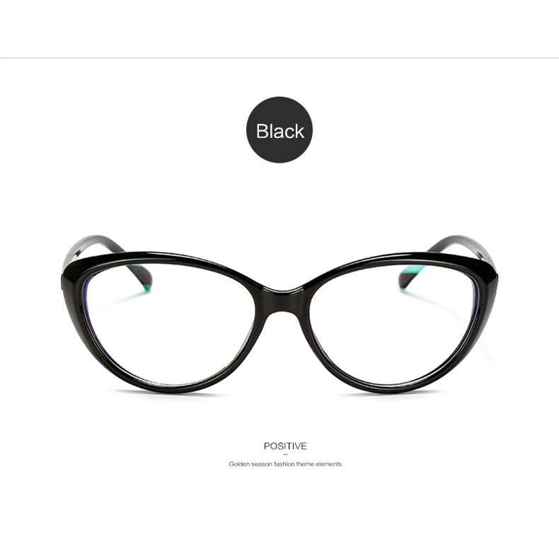 YOOSKE, Ретро стиль, кошачий глаз, оправа для очков, для женщин, овальная, прозрачная оправа для очков, для мужчин, прозрачные линзы, для очков, для женщин, модные очки - Цвет оправы: Black
