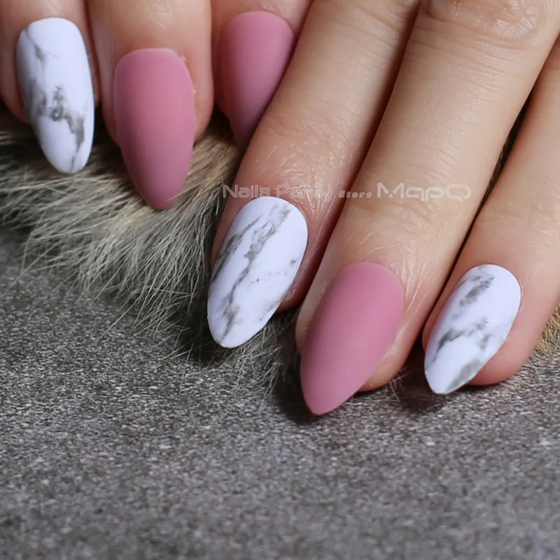 Pink marble nails | Light pink acrylic nails, Nails, Fresh nails designs