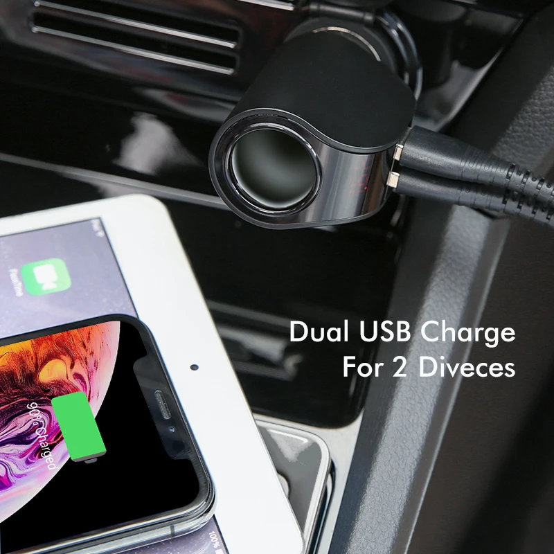 FLOVEME المزدوج USB سيارة شاحن الهاتف شاشة ديجيتال ولاعة السجائر 5 V 3.1A اللوحي GPS محول شاحن آيفون سيارة-شاحن FLOVEME المزدوج USB سيارة شاحن الهاتف شاشة ديجيتال ولاعة السجائر 5 V 3.1A اللوحي GPS محول شاحن آيفون سيارة-شاحن