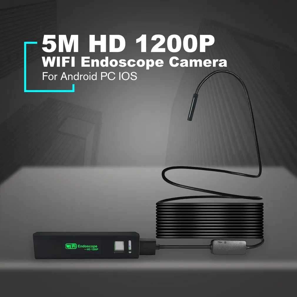

New WIFI Endoscope Camera HD 1200P 5M Waterproof 110A Hard Wire 8mm 8 LED Borescope Camera For Android PC IOS Endoscope