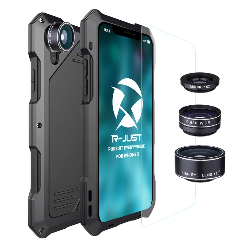 

Camera Len Case Tempered Glass For iPhone X Waterproof Dustproof Shockproof Cover Fish Eye Wide Angle Macro Camera len Phone bag