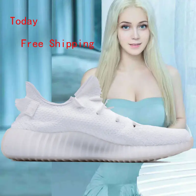 

Breathable White Mesh Light running shoes for men and Women 2018 New arrival Low yeezling Material Sport Shoes Men Eur36-44