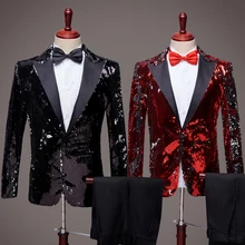Мужские костюмы с блестками блейзеры куртки для ночного клуба хост костюм пальто мужская одежда для хора сценическое вокальное шоу комплект одежды DT770