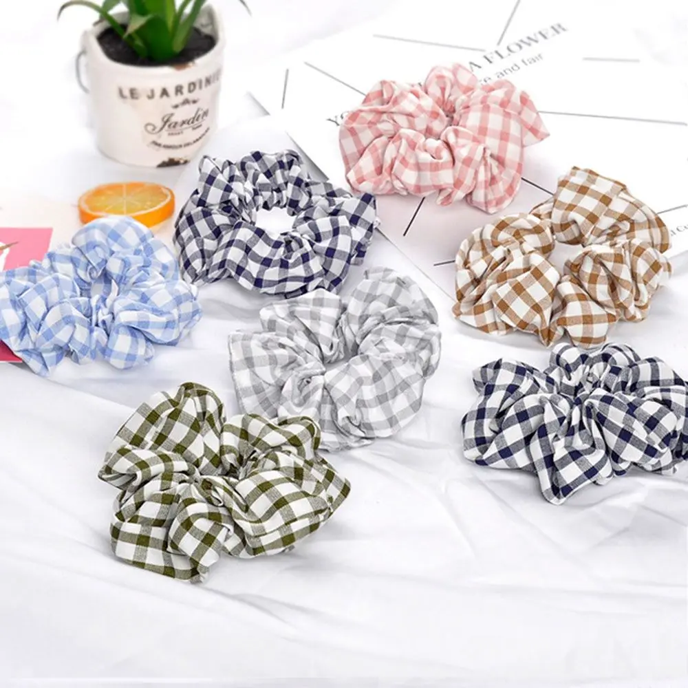 

Fashion Printed Plaid Ponytail Holder Scrunchies Ring Elastic Hair Tie Hair Holder Rope for Women & Girl