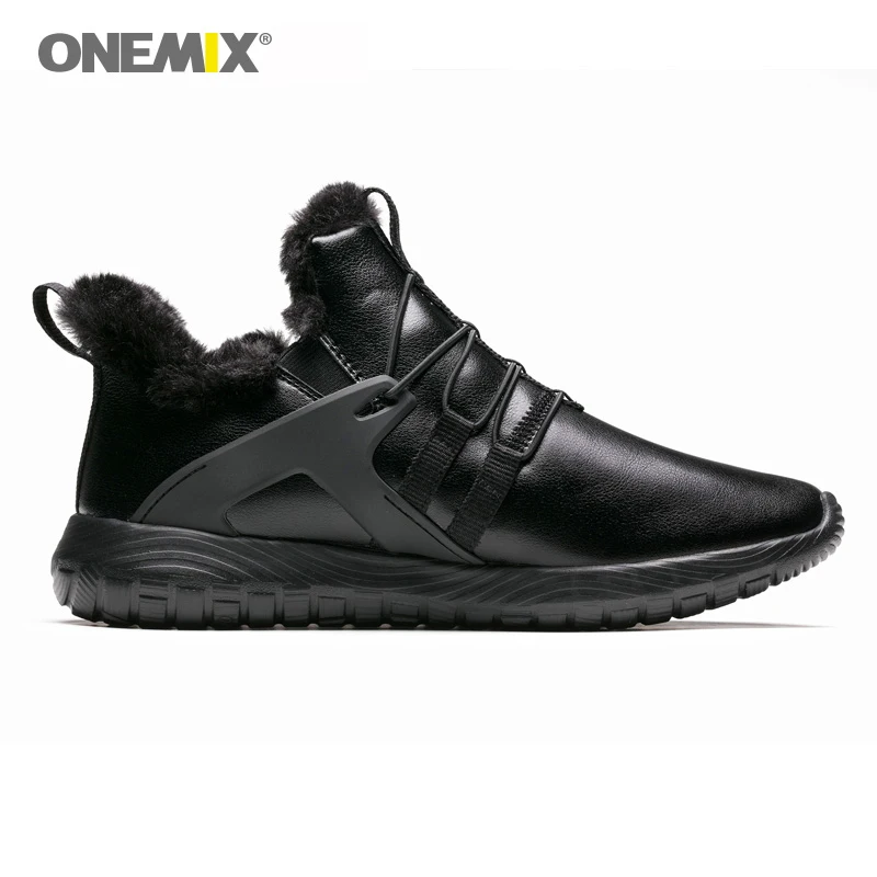 ONEMIX/черные теплые зимние кроссовки Мужские для бега botas de hombre Зимние ботильоны