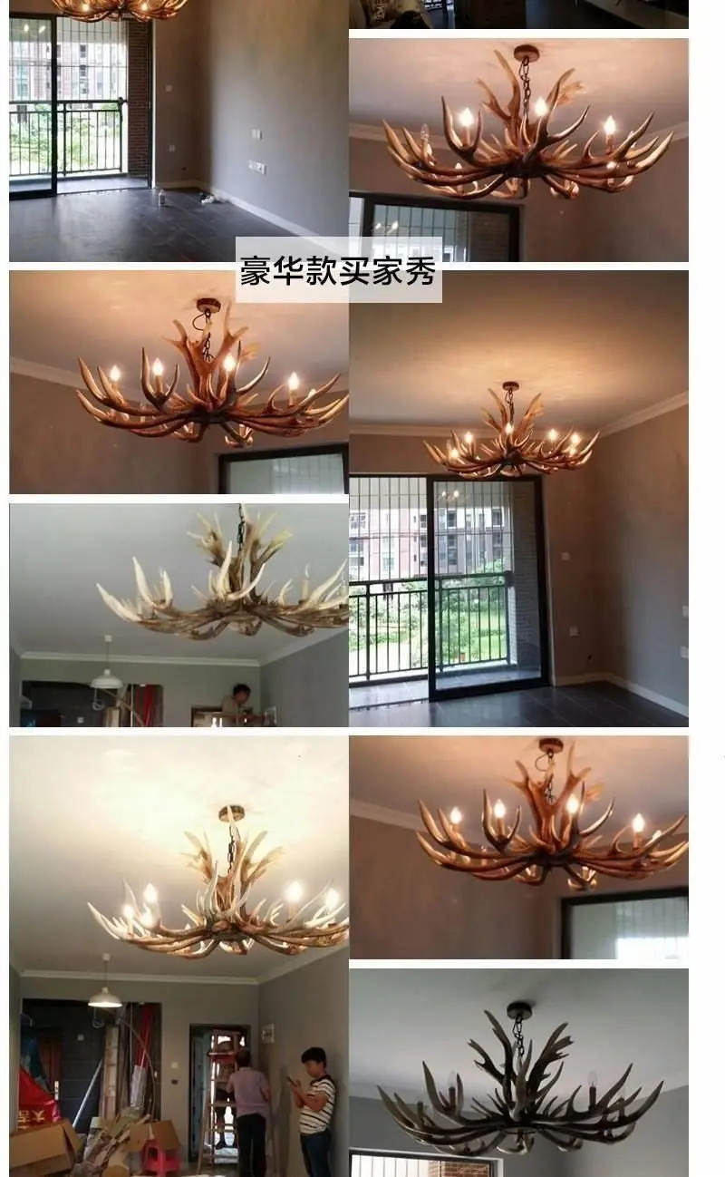 Iluminação para Sala de Estar Chifre Veado Resina Lustre Quarto Hotel Antler Led Loft Vintage Retro Iluminação Mod. 135257 19 Chifre veado resina lustre iluminação para sala