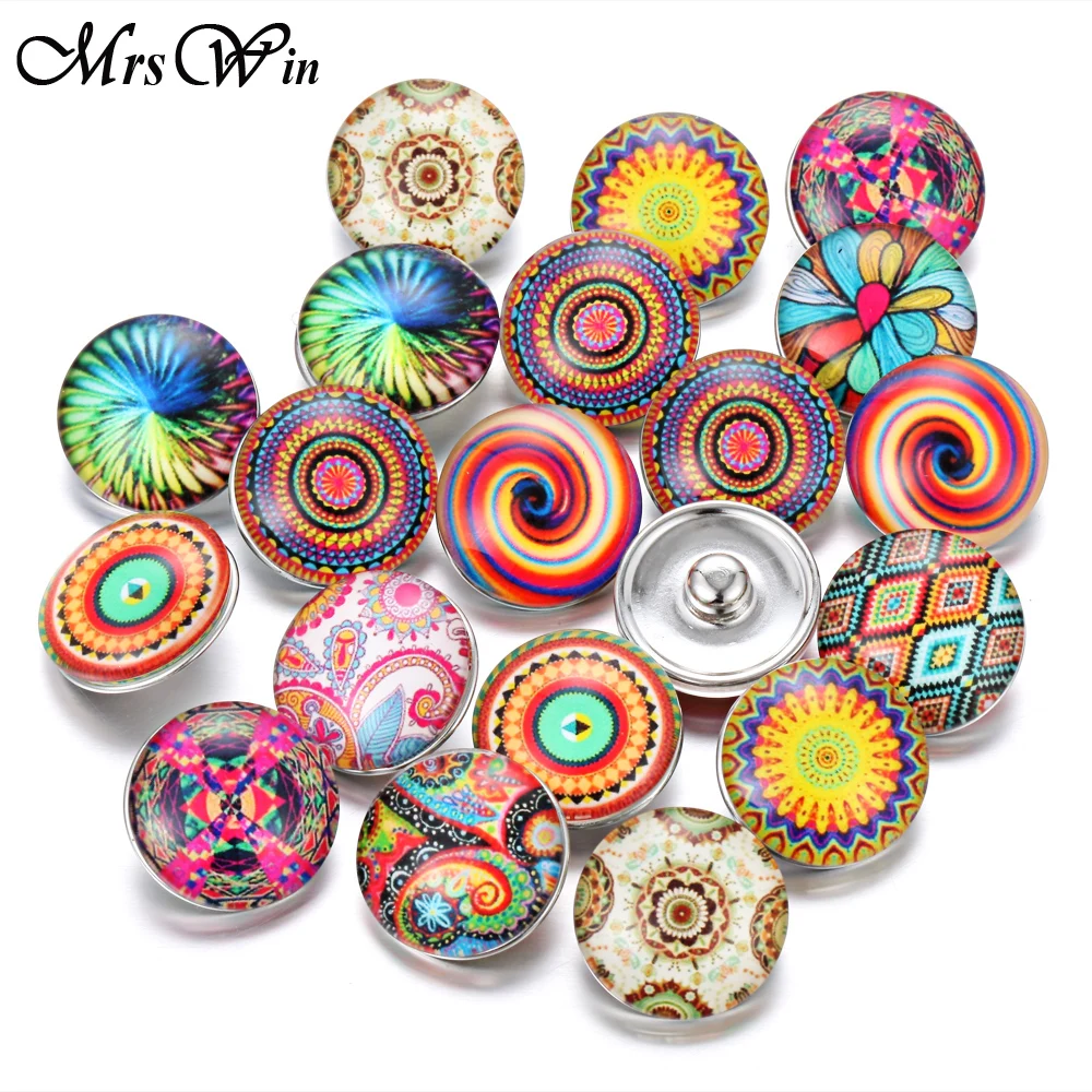 

10pcs/lot New Glass Snap Jewelry Mixed Beautiful Exotic Pattern 18mm Glass Snap Buttons For DIY Snap Bracelet