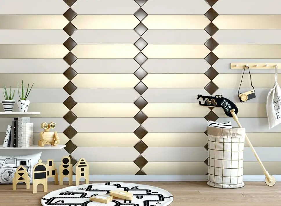 Custom 3D mural wallpaper modern minimalist leather geometric soft package TV background wall decoration | Обустройство дома