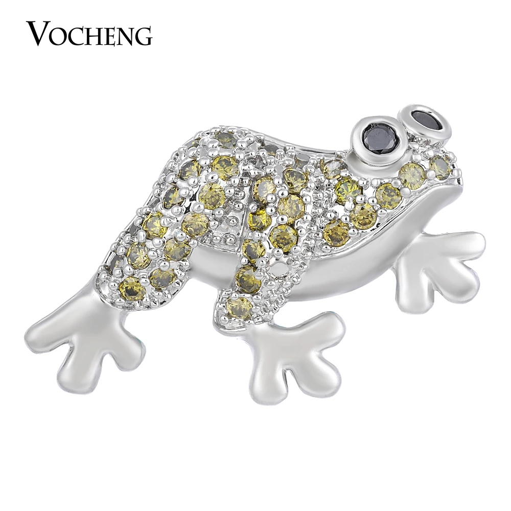 

10PCS/Lot Frog Vocheng CZ Stone Snap Charms 18mm Brass Material 4 Colors Animal Interchangeable Jewelry Vn-1394*10 Free Shipping