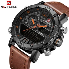 Мужские часы Топ люксовый бренд мужские кожаные спортивные наручные часы naviforce Мужские кварцевые светодиодный цифровые часы водонепроницаемые военные наручные часы