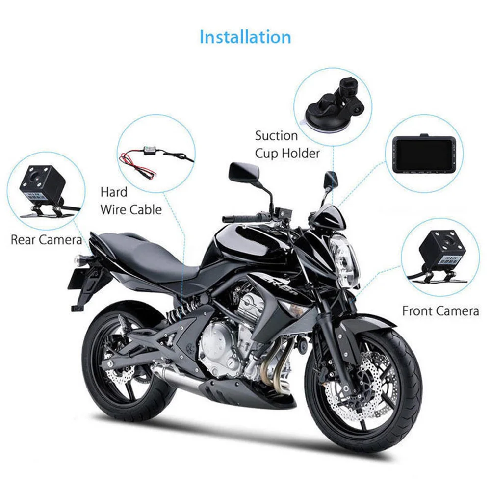 Водонепроницаемая экшн-камера HD для мотоцикла, Мини ЖК-дисплей, двойная камера с g-сенсором, регистратор вождения DV168, циклическая запись, широкий угол обзора 130 °