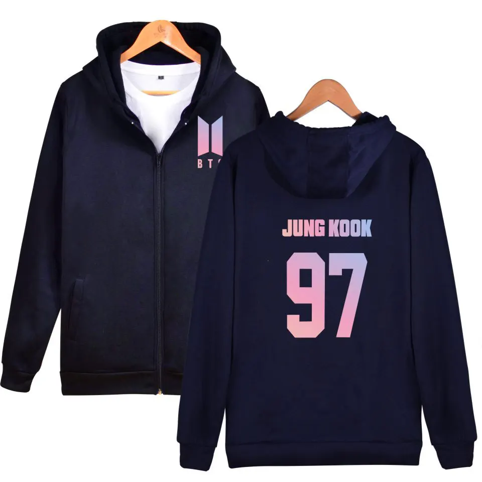 

new Love Yourself K-pop Fashion Zipper Hoodies Sweatshirt Women/Men 2019 New Arrive Casual Hooded Women Streetwear Clothes