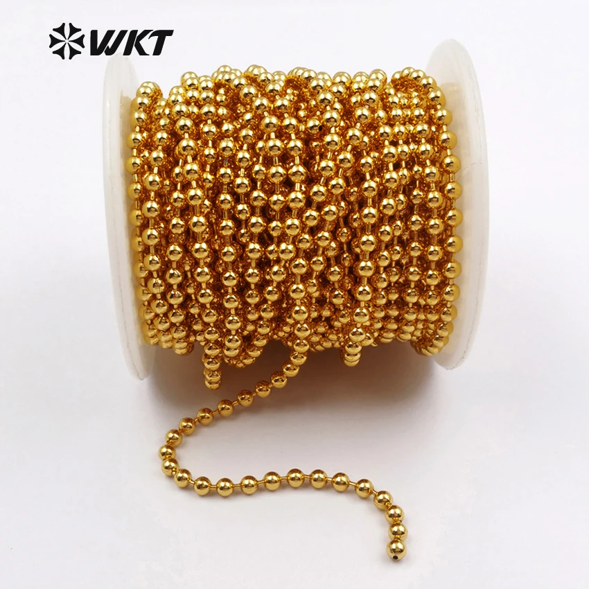 WT-RBC034 Wholesale Fashion High Quality 24K Metal Electroplated Brass Link Chain With Bead For Women Jewelry Supply | Украшения и