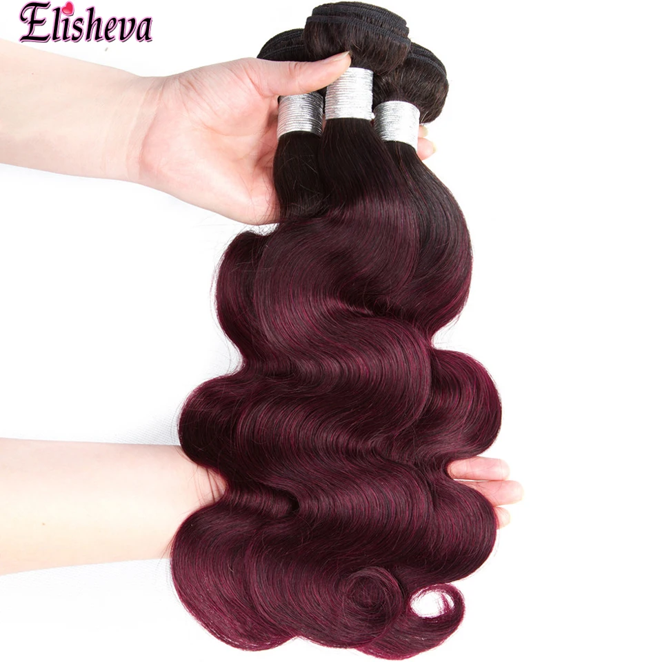 Elisheva пучки волос от светлого до темного цвета с фронтальной 1b/99J окрашенные перуанские волнистые человеческие волосы Remy фронтальное
