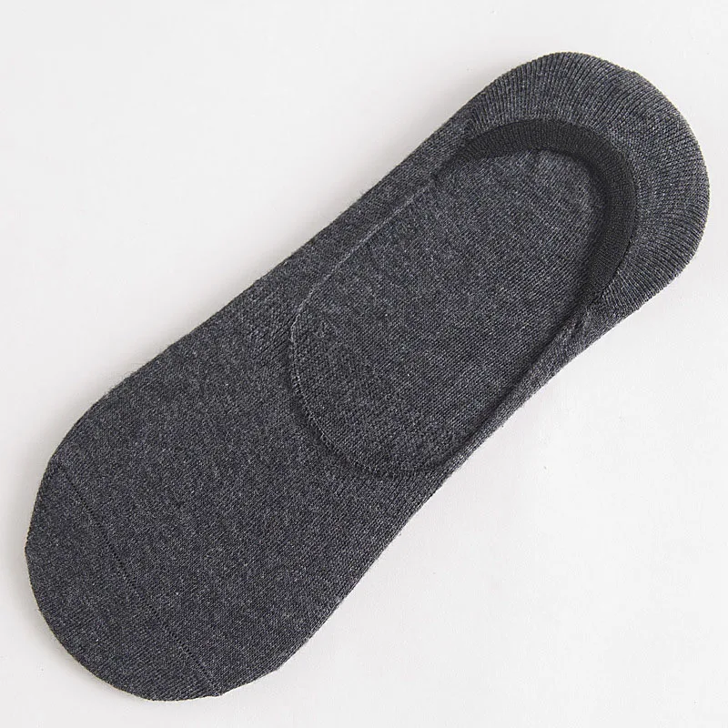 Носки мужские тапочки из бамбукового волокна Нескользящие силиконовые невидимые Компрессионные носки-лодочки летние мужские короткие носки 10 шт = 5 пар/лот - Цвет: dark gray