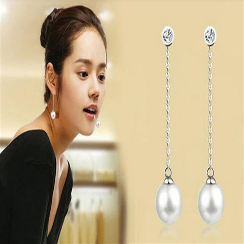 

Hot sale earrings ear stud Japanese and south Korean style long earrings Pearl pendant earrings temperament stud ear earrings