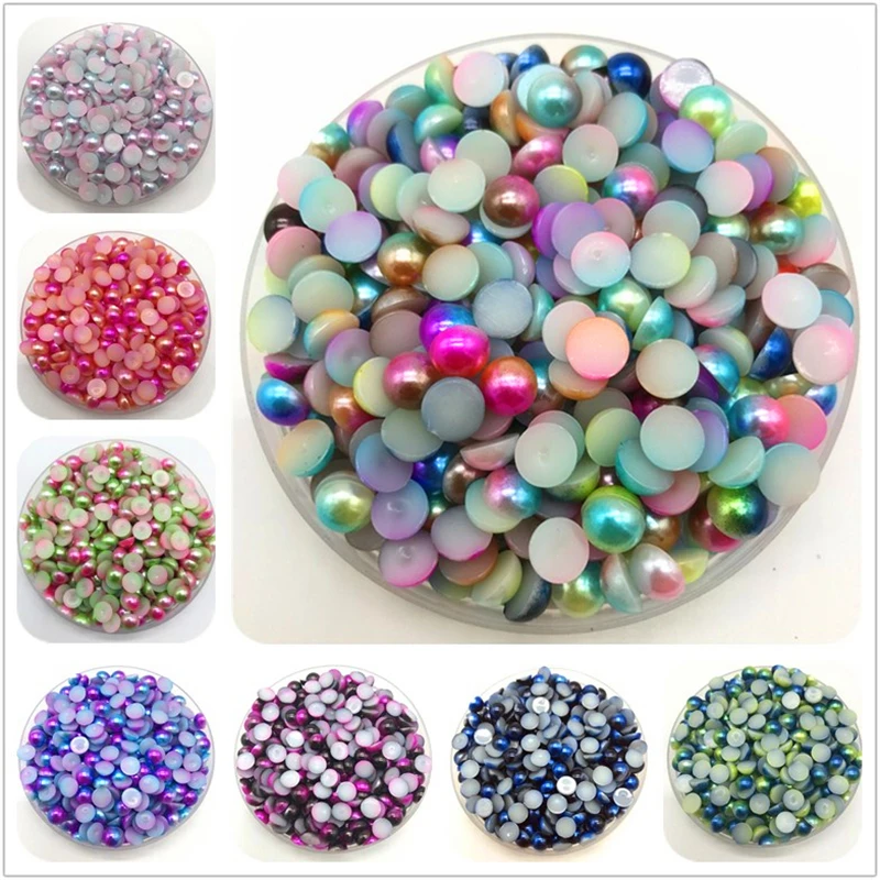 4-10mm White Imitation Pearl Half Round Pearl Bead Flat Back Scrapbook For Phone Case Scrapbook Women Nail Art Jewelry Making