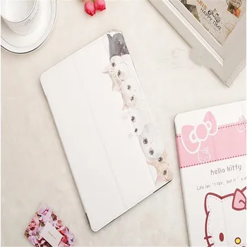 

Cute animal art cat kitty pattern 3in1 slim leather smart case for ipad new 2017 A1822 lovely tablet cover low price