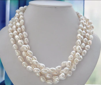 

shipping> >>> Z5596 NATURAL 4row 13mm WHITE BAROQUE FRESHWATER PEARL NECKLACE