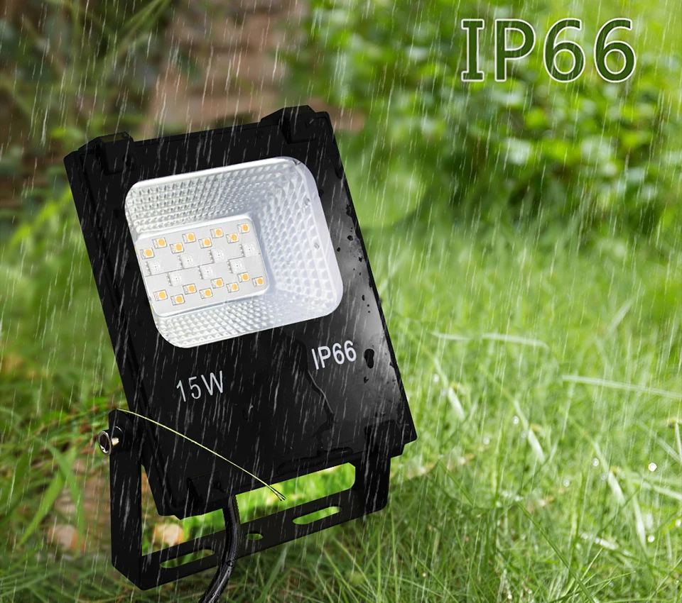 Smart Floodlight LED Outdoor Light RGB 15W Bluetooth4.0 360° APP Group Control IP66 Garden Waterproof Color Changing Spotlight