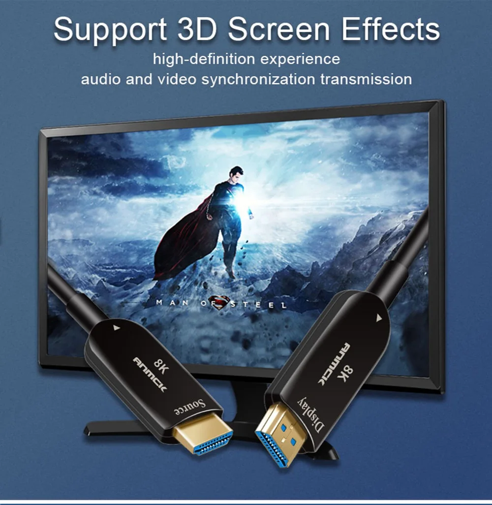 Anmck волоконно-оптический кабель HDMI 2,1 2,0 Ultra HD Поддержка 8K 120Hz 4K 60Hz 48Gbps с Аудио& Ethernet HDMI шнур 5M 10M 15M 20M